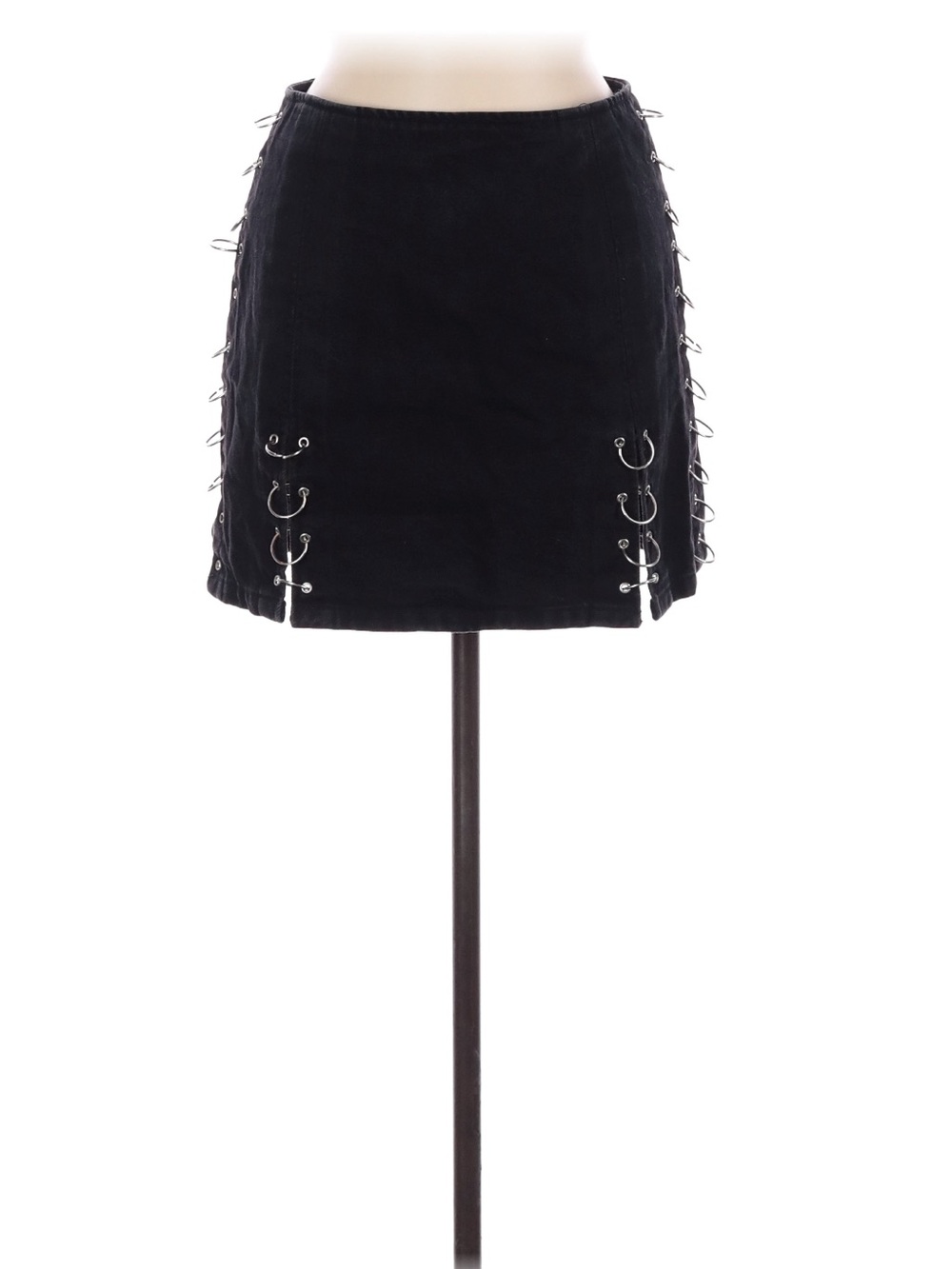 Black Mini Skirt with Silver Hardware